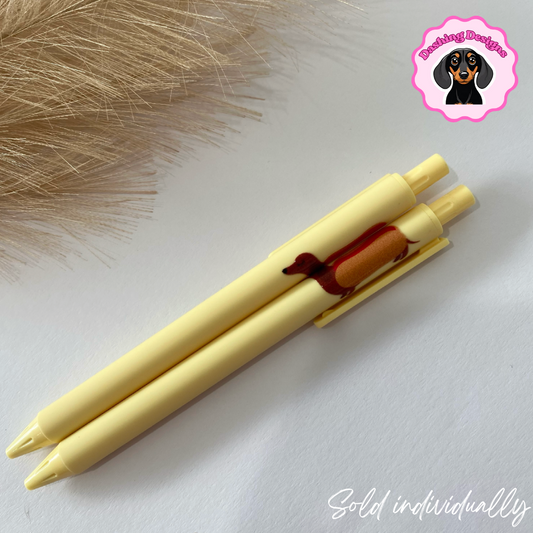 Yellow Dachshund Coloured Gel Pen
