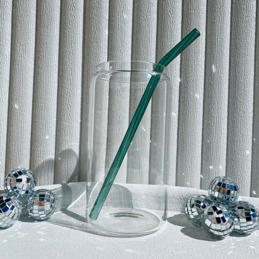 Green Glass Straw - Curved