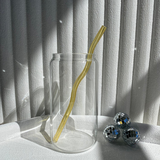 Yellow Glass Straw - Wavy