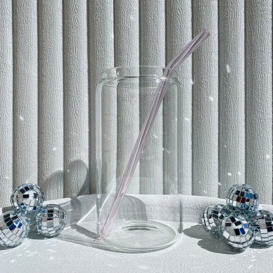 Pastel Pink Glass Straw - Curved