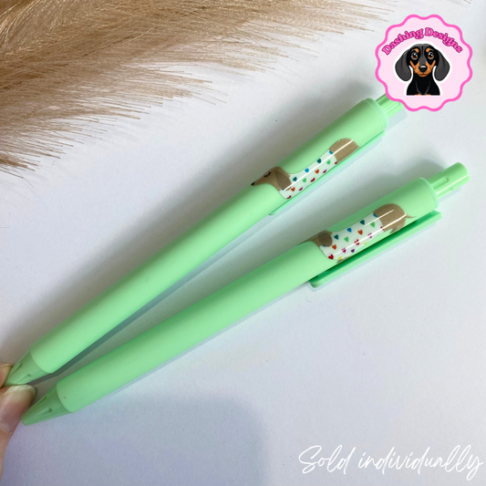 Green Dachshund Coloured Gel Pen